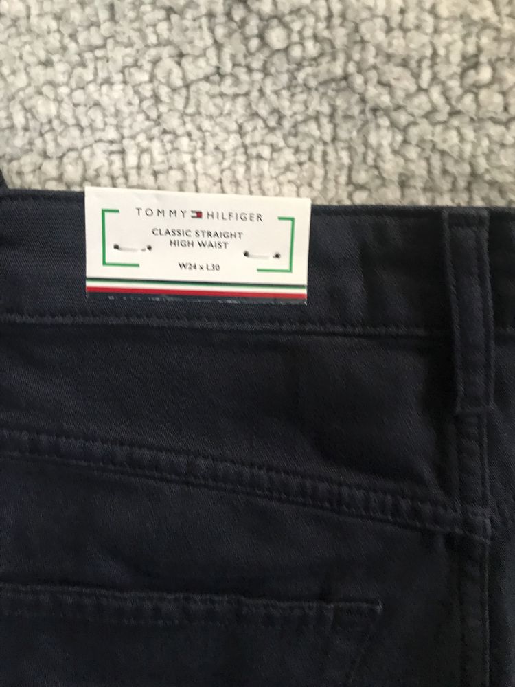 Tommy Hilfiger spodnie damskie XS 34 prosta nogawka jeansy wysoki stan