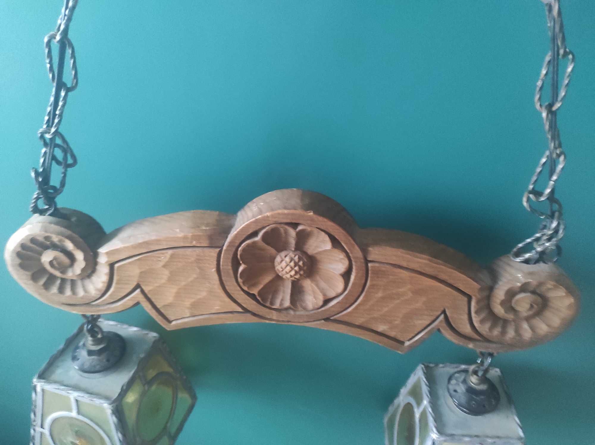 Lampa witraże drewniany motyw