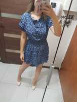Sukienka boho mini granat kwiatki S|M