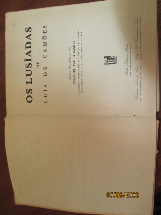 Livro - Os Lusíadas de Luís de Camões