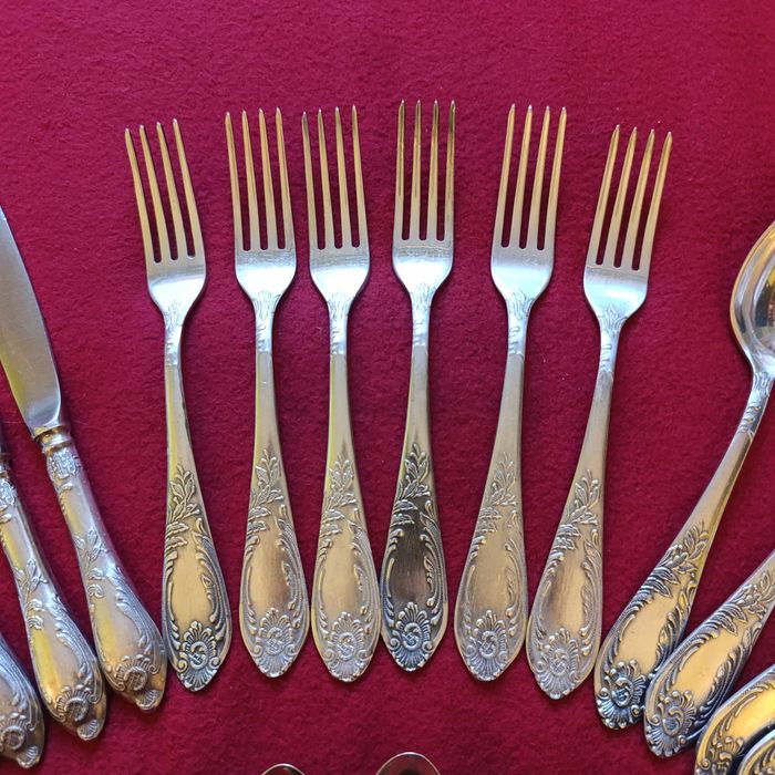 Sztućce posrebrzane rokoko 24 sztuki ZSRR