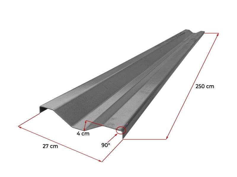 Blacha 2 mm profilowana duży trapez długość 250 cm wysokość 27 cm