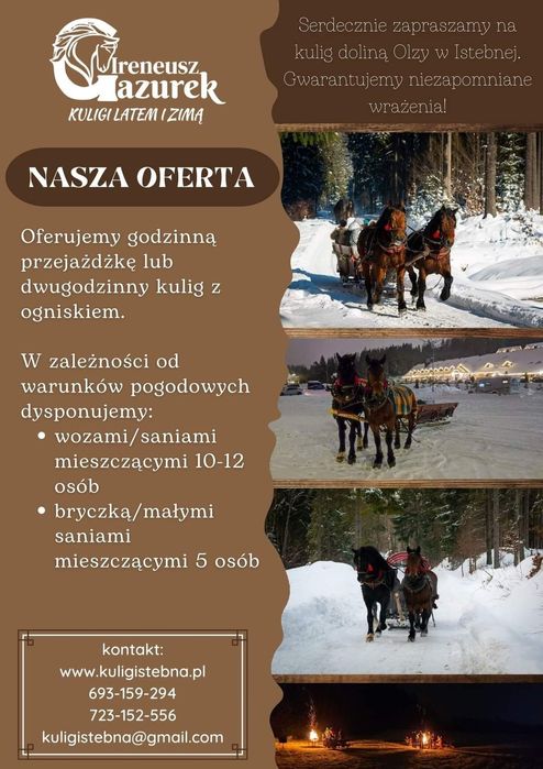 Zapraszamy na kuligi do Istebnej