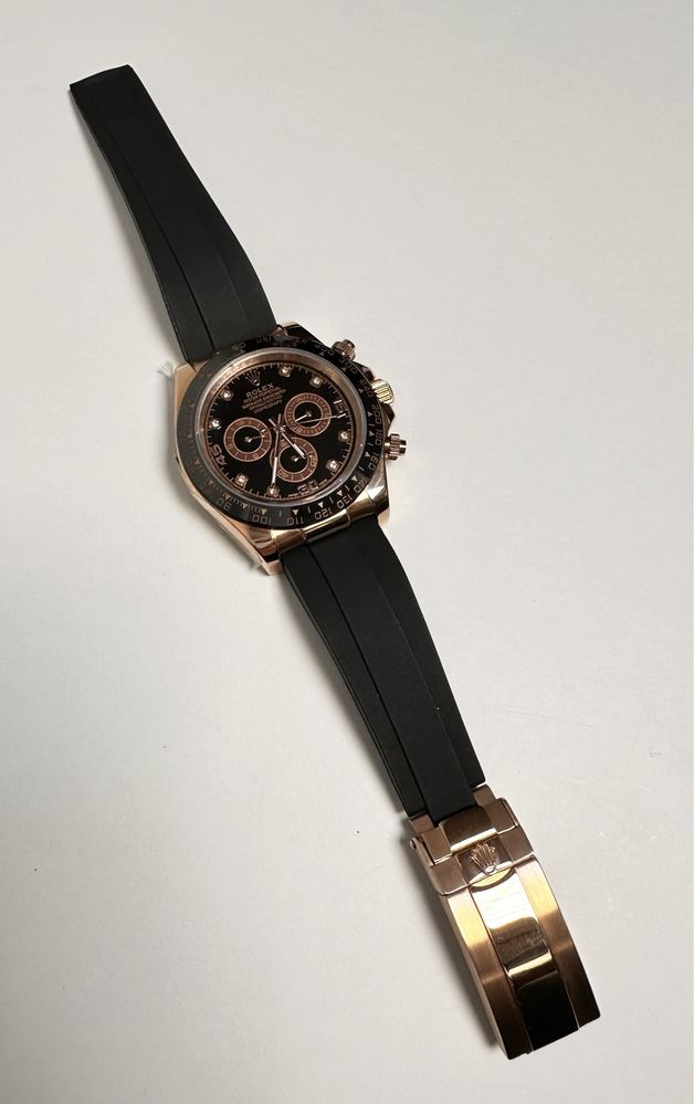 Zegarek Rolex Złoty z Czarnym Paskiem Automat NOWY