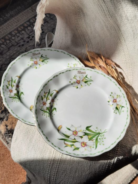 Porcelana talerze obiadowe anglia MARCH fine royal porcelain kwiaty ch