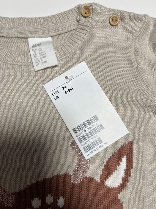 Різдвяний светр H&M, 74 розмір, саетрик з оленем