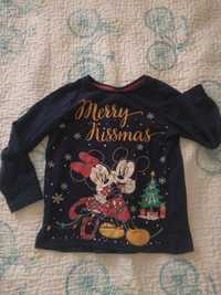 Bluzka długi rękaw Disney Myszka Minnie i Miki Merry Kissmas 104 cm