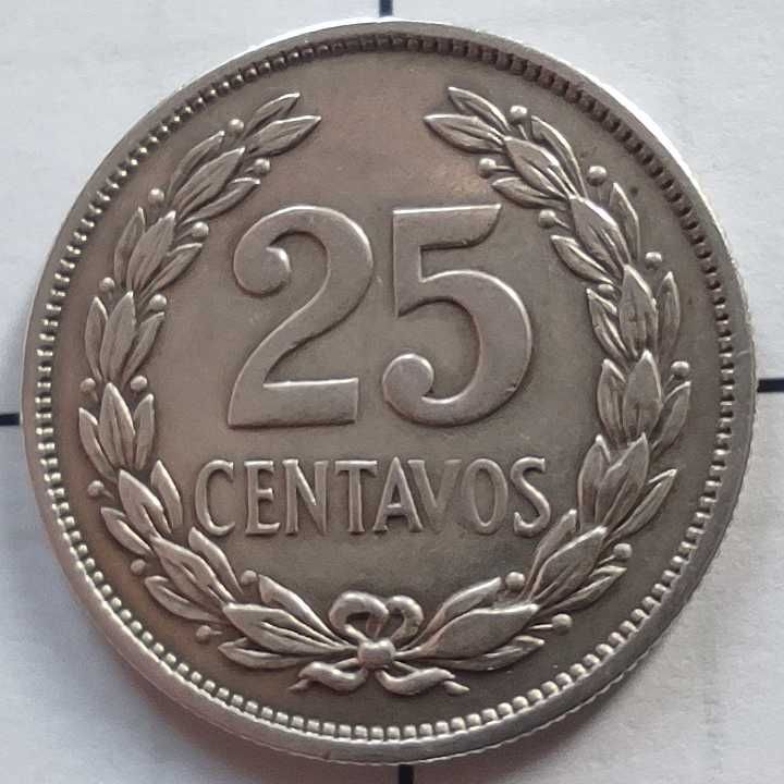 Moneta srebrna Salwador 25 Centavos 1944 rok srebro ag ładna