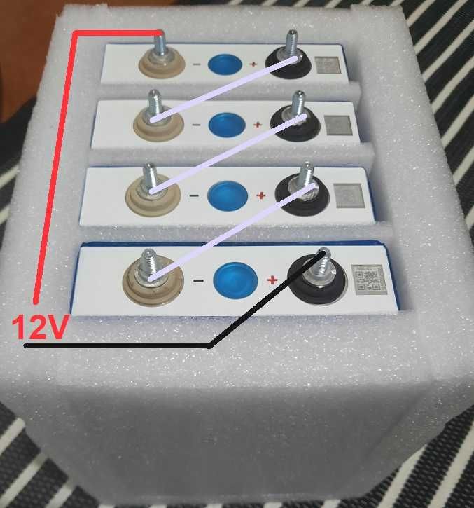 Bateria 12V células de lítio 4x3,2V-105ah LiFePO4. NOVO