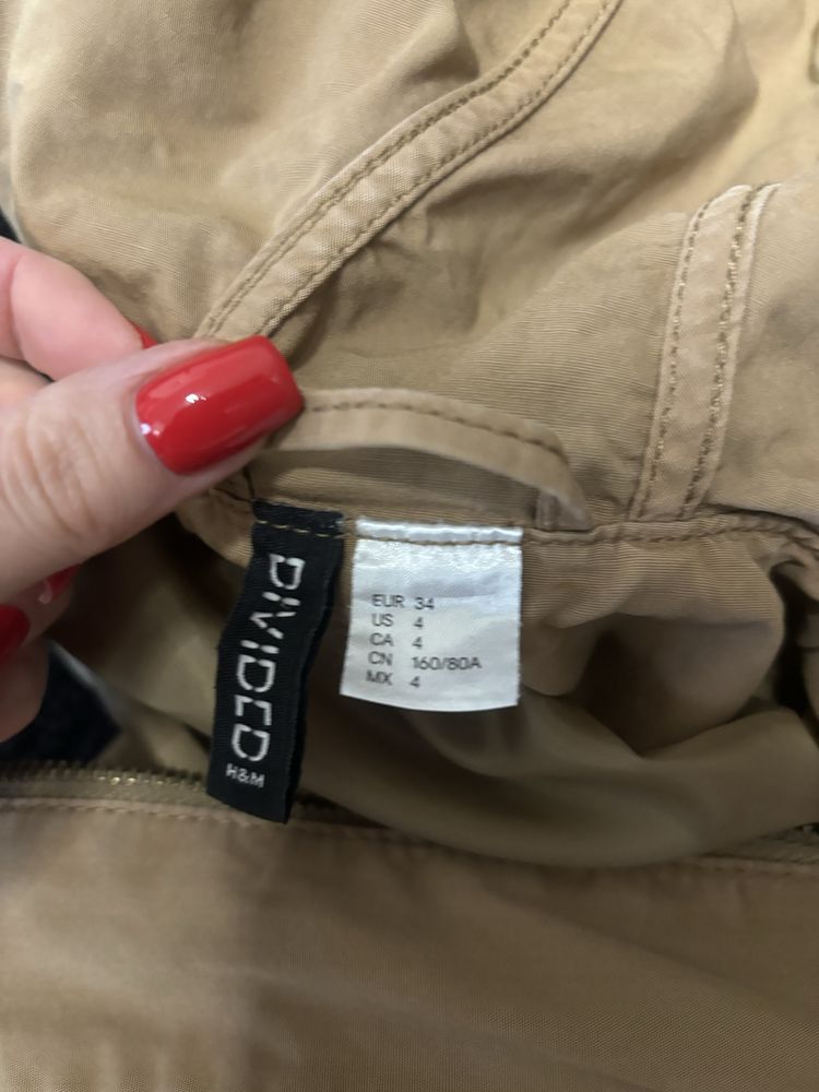 Kurtka XS parka cappuccino - beż jesienna kurtka trencz