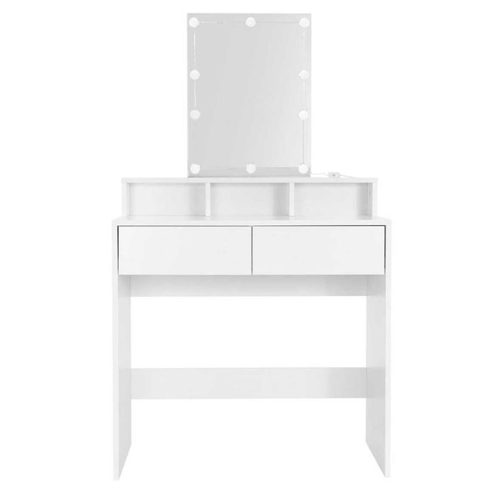 Toaletka Kosmetyczna Oświetlenie Led Lustro 80x40x140cm Biała GRATIS