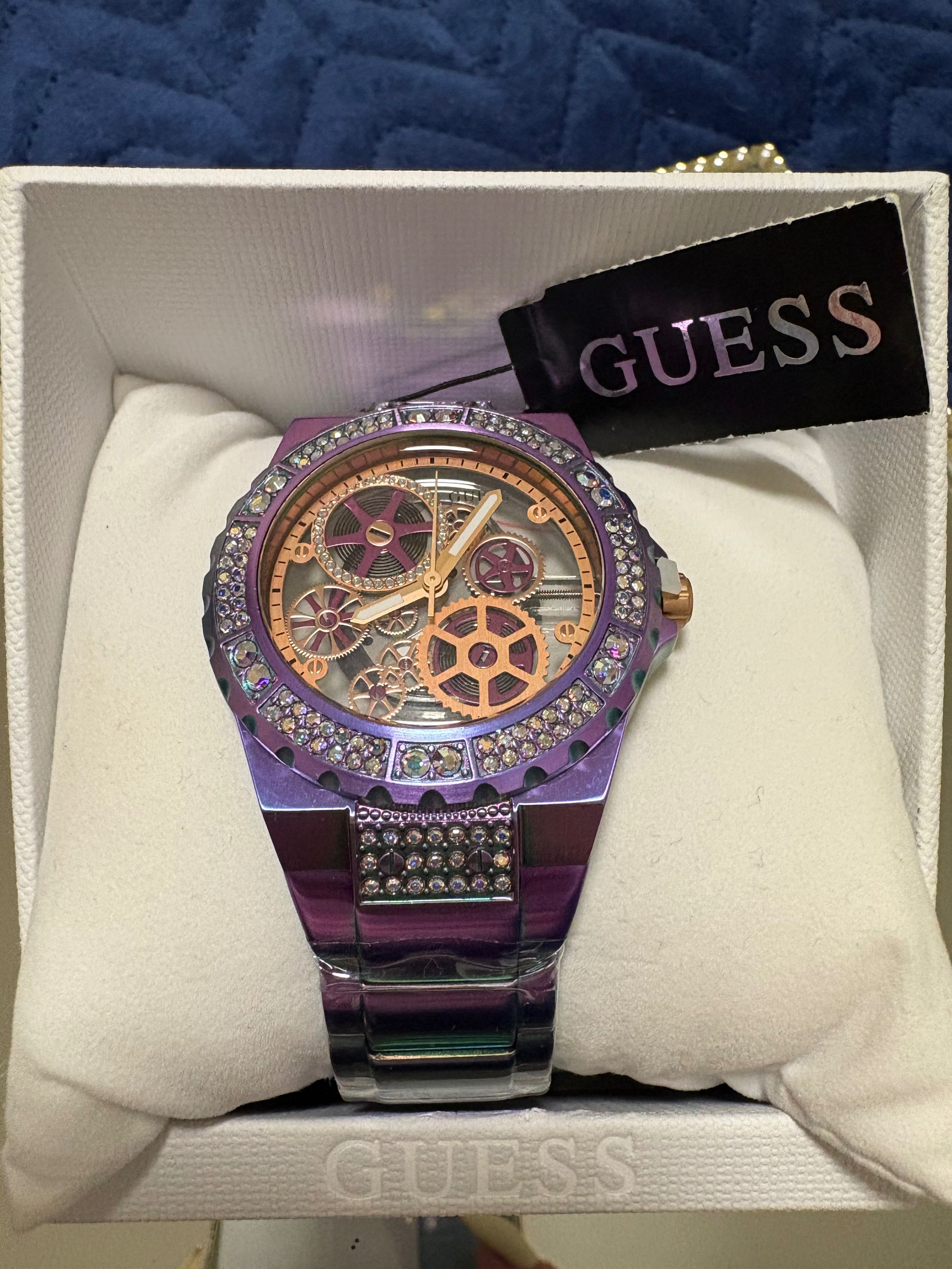 Damski Zegarek Guess GW0302L3 Reval Fioletowy Cyrkonie