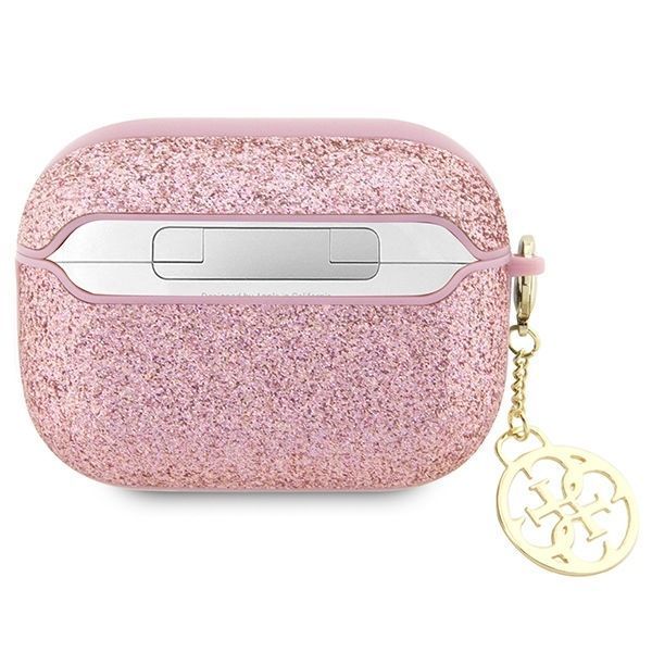 Etui na AirPods Pro 2 Guess 4G Glitter Flake Różowy Płatek Brokatu