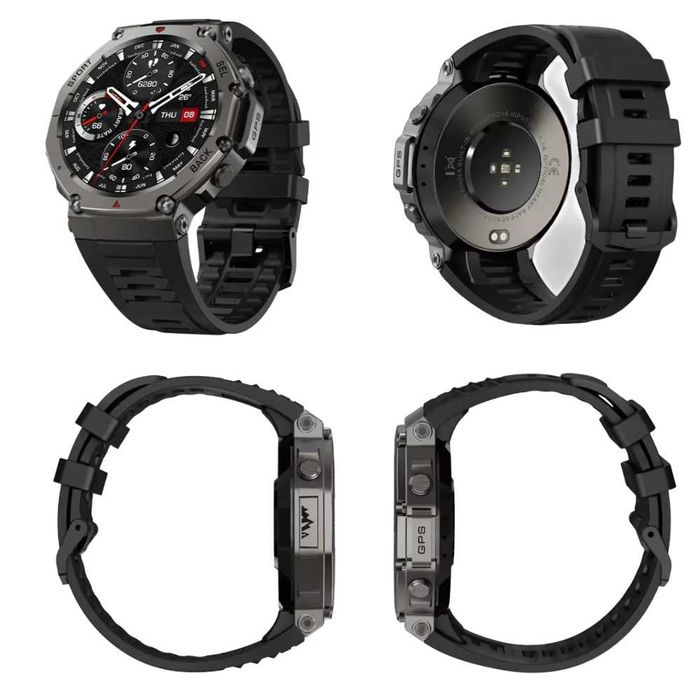 Smartwatch Męski GPS Wodoodporny Sport Amoled Menu PL Czarny Zegarek