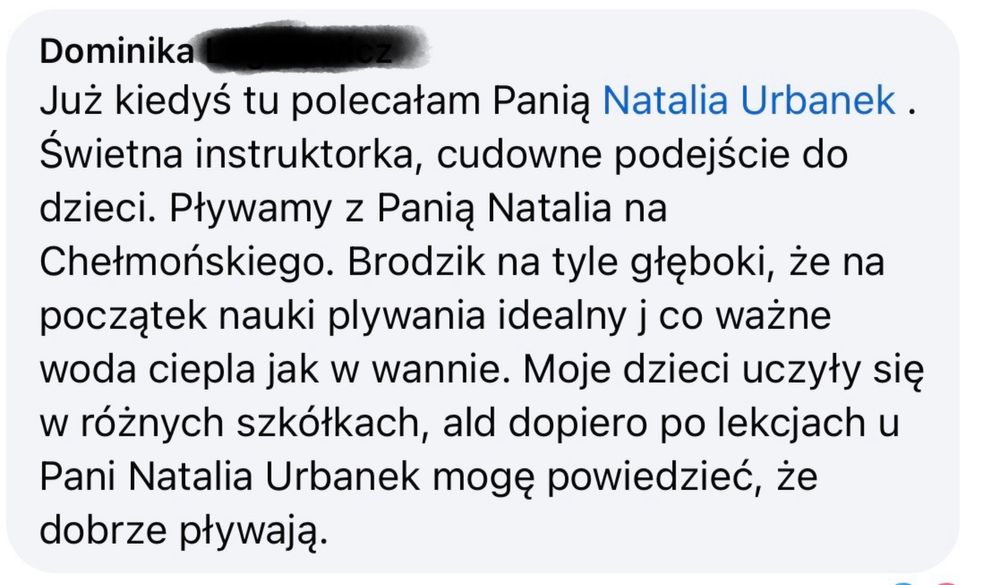 Nauka pływania, fizjoterapia w wodzie, duże doswiadczenie