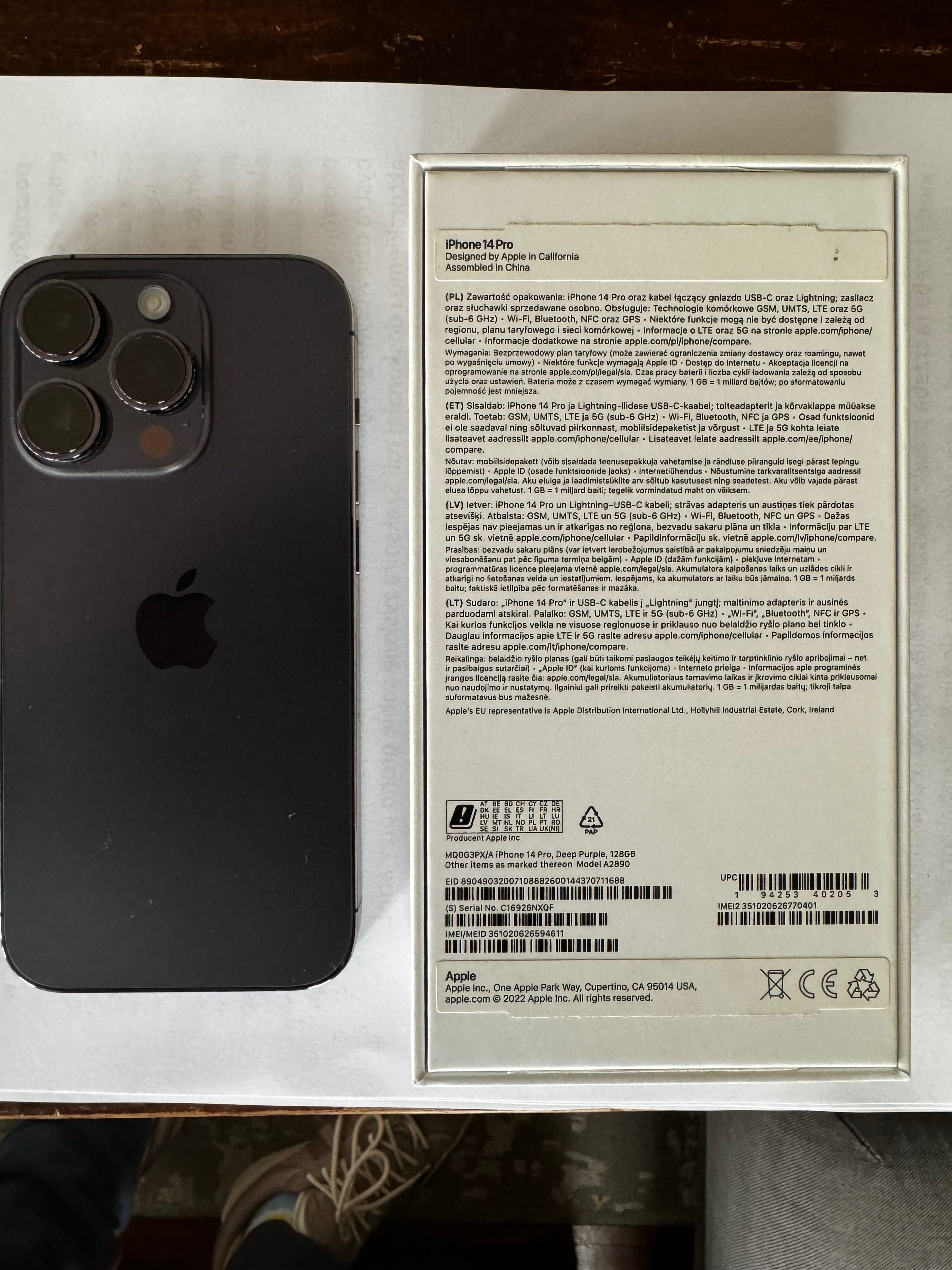 iPhone 14 Pro, 128GB fioletowy