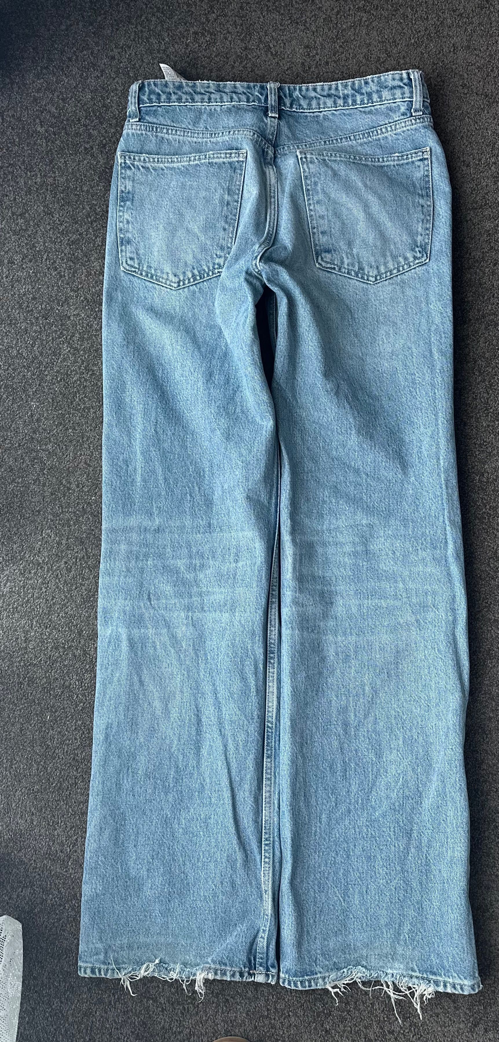 spodnie jeans zara m wysoki stan wiralowe