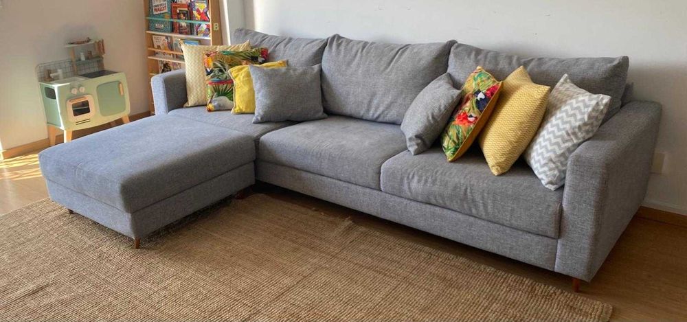 Sofá Cinza c/ Chaise Longue