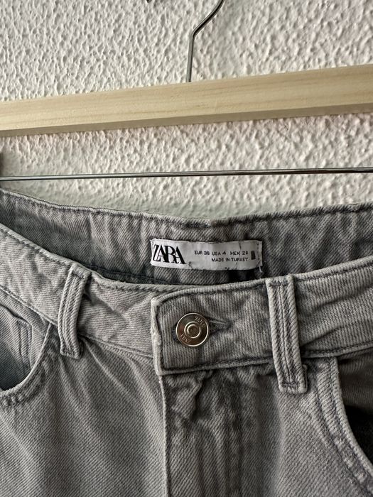 Calças Ganga Mom Fit Cinzentas Zara