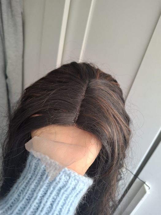 Długa gęsta peruka fale brąz lace front premium synthetic hair Brown w
