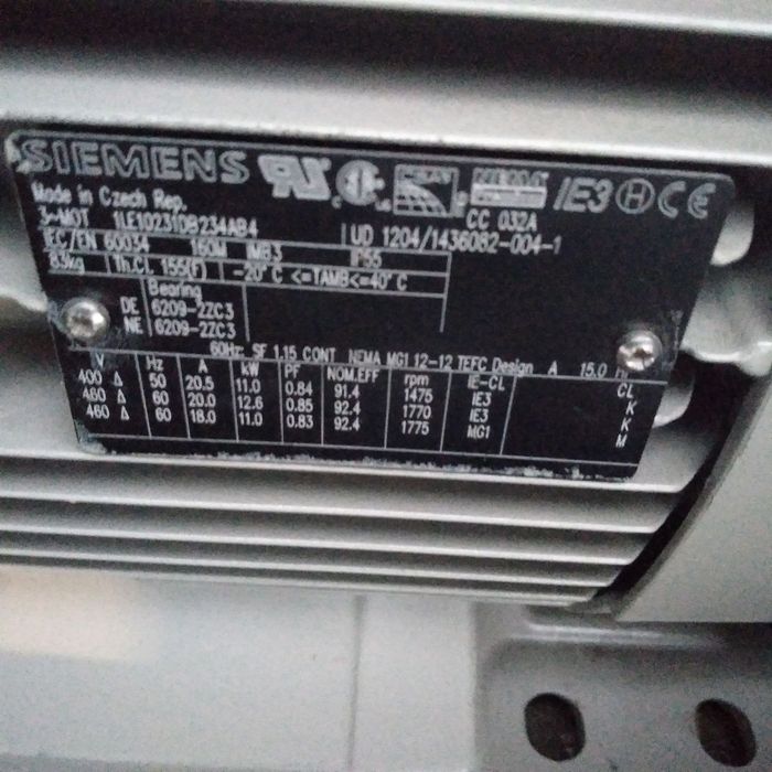 Silnik Siemens 11 kw 1400 obr min nowy