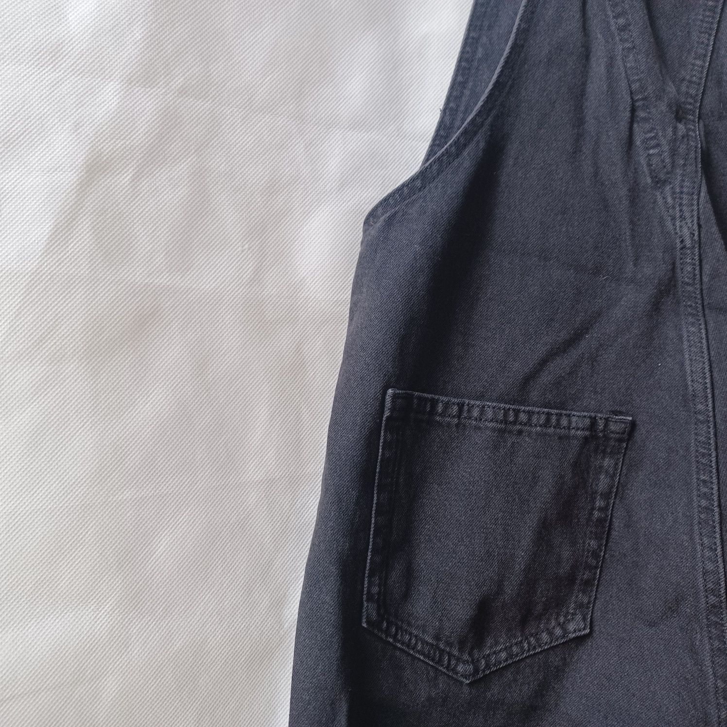 Ogrodniczki kombinezon czarne jeansowe dżinsowe XS 34 push up jeans