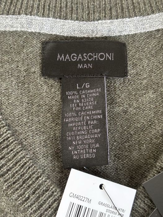 Sweter kaszmirowy męski w kolorze khaki Magaschoni rozmiar L