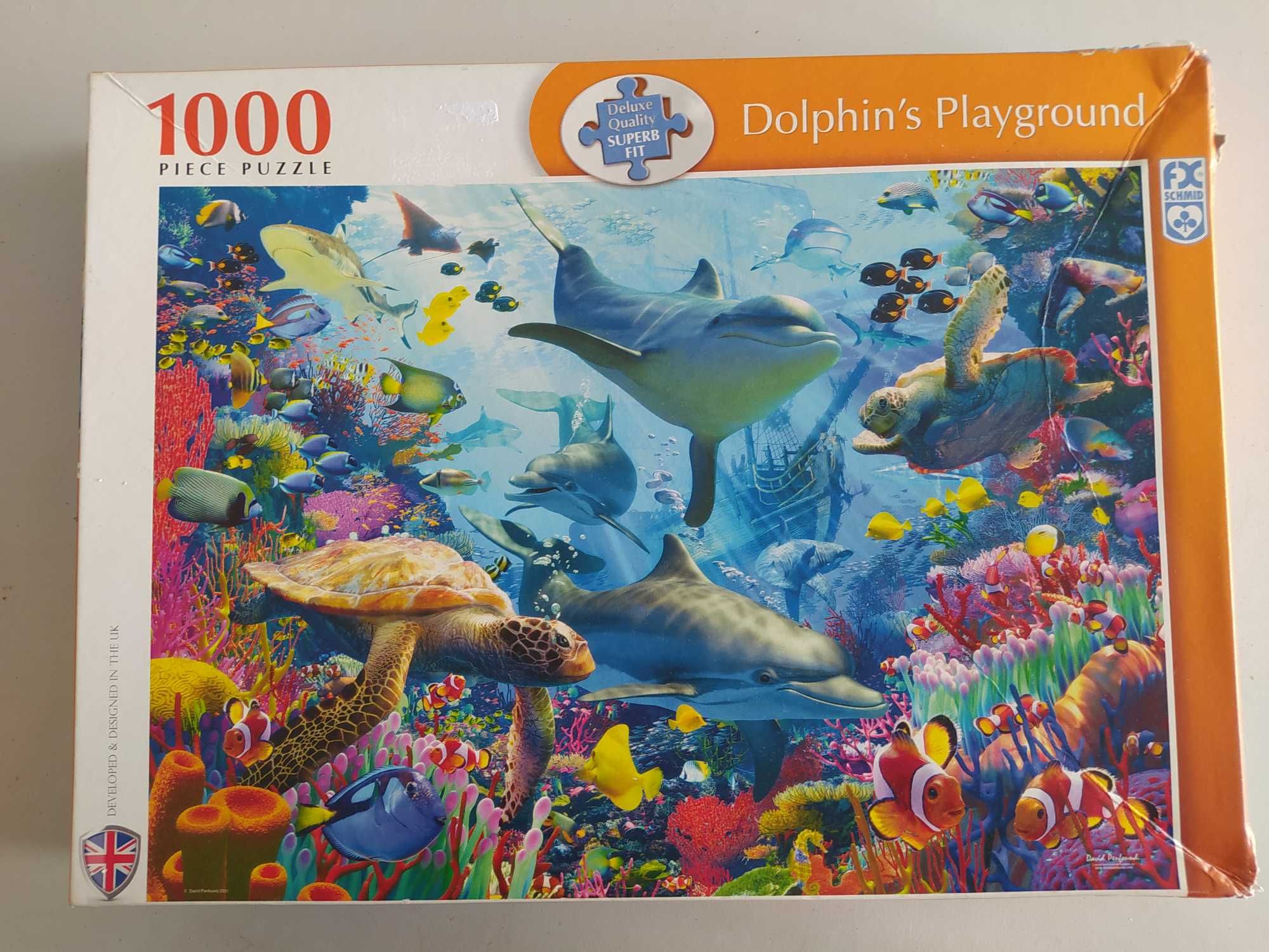 Puzzle 1000 elementów, delfiny, podwodny świat, kompletne