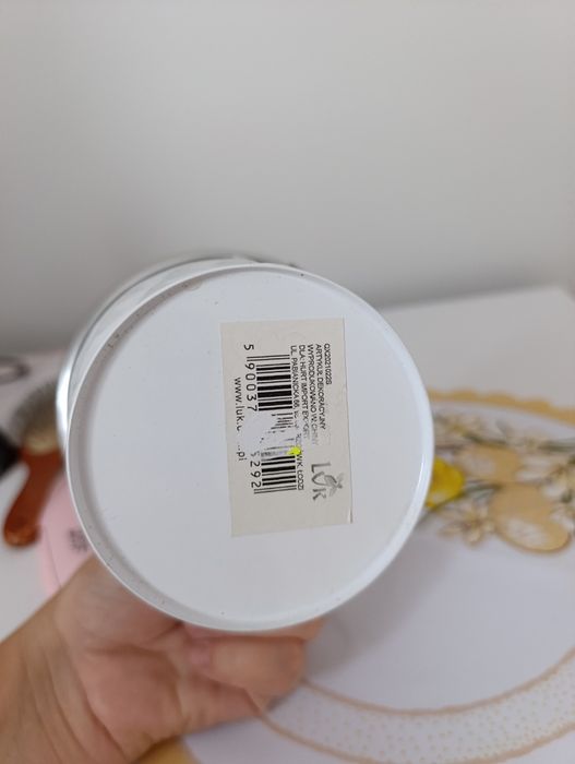 Doniczka biało srebrna metalowa