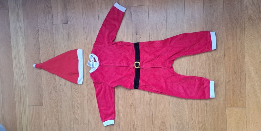 Pajacyk, piżamka świąteczna, kombinezon, Hm, 86, strój mikołaja