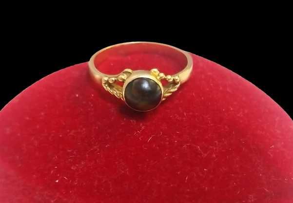 Ponadczasowy złoty pierścionek kocie oko Proba 585 2,07G Rozmiar 15