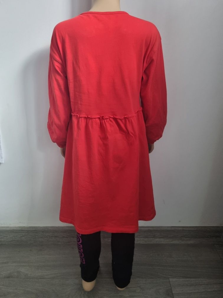 Sukienka tunika dziewczęca czerwona 110/116 bawełna