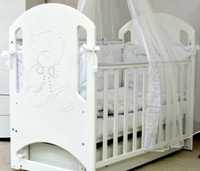 Дитяче ліжечко Верес Соня ЛД8 Біла маятник декор Мишко зі стразами