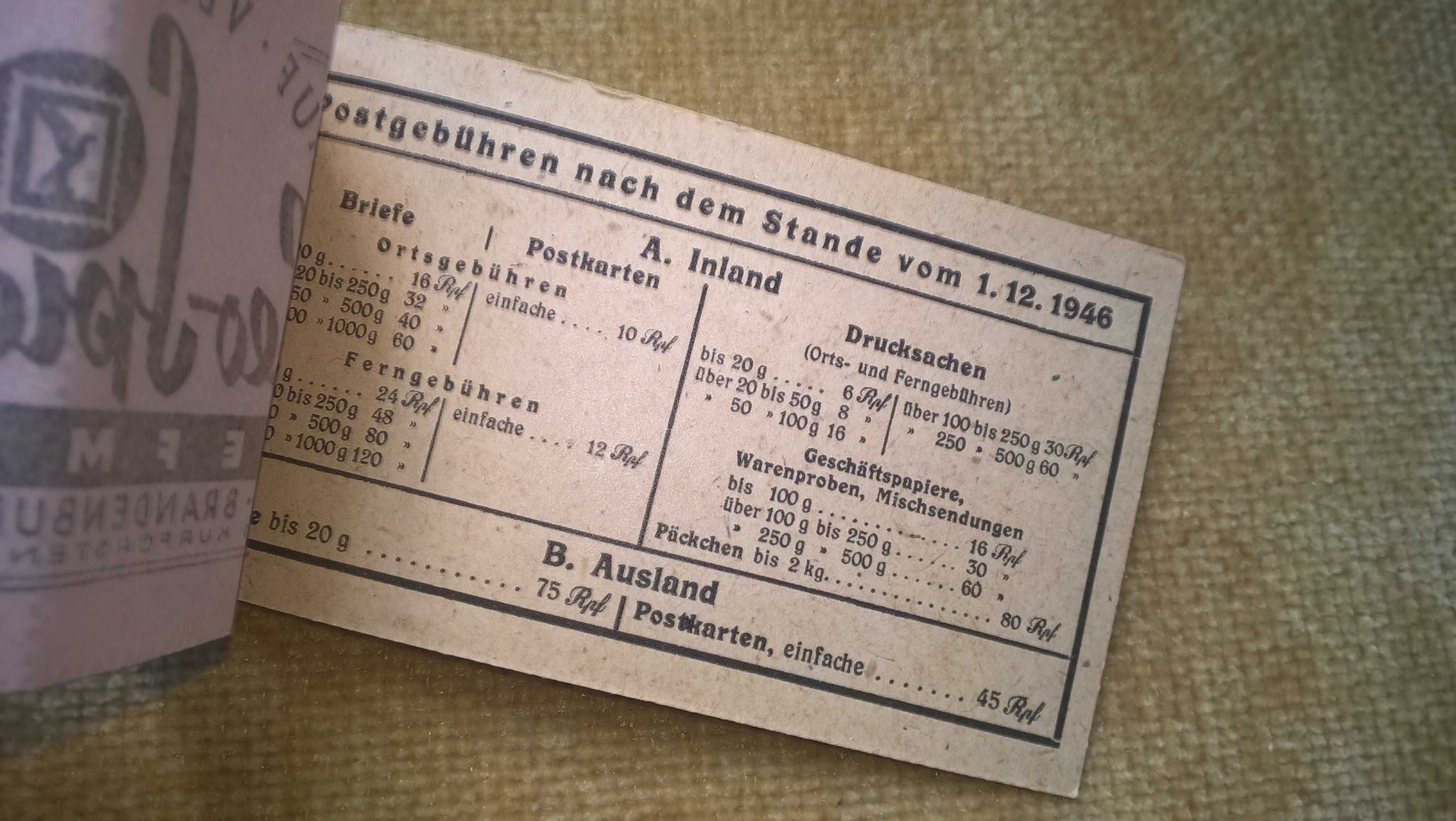 Bloczek ze znaczkami z alianckiej okupacji 1946 r Doutsche Post