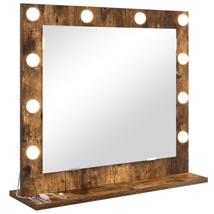 Lustro toaletowe LED kolor przyciemnianego dębu 60x55x18 cm