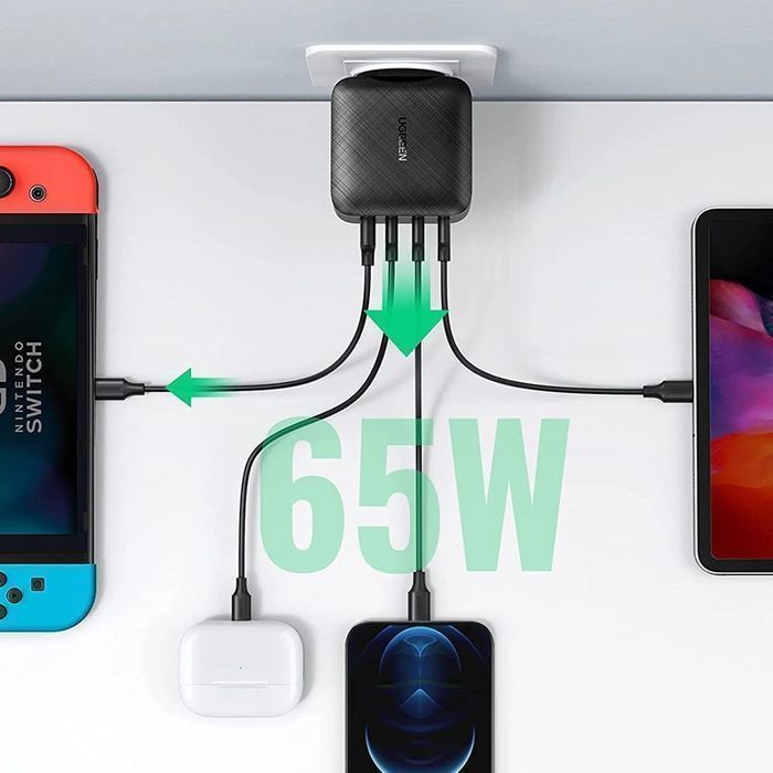 Ugreen szybka ładowarka GaN PPS 65W USB / 3x USB C QC 3.0 SCP FCP AFC