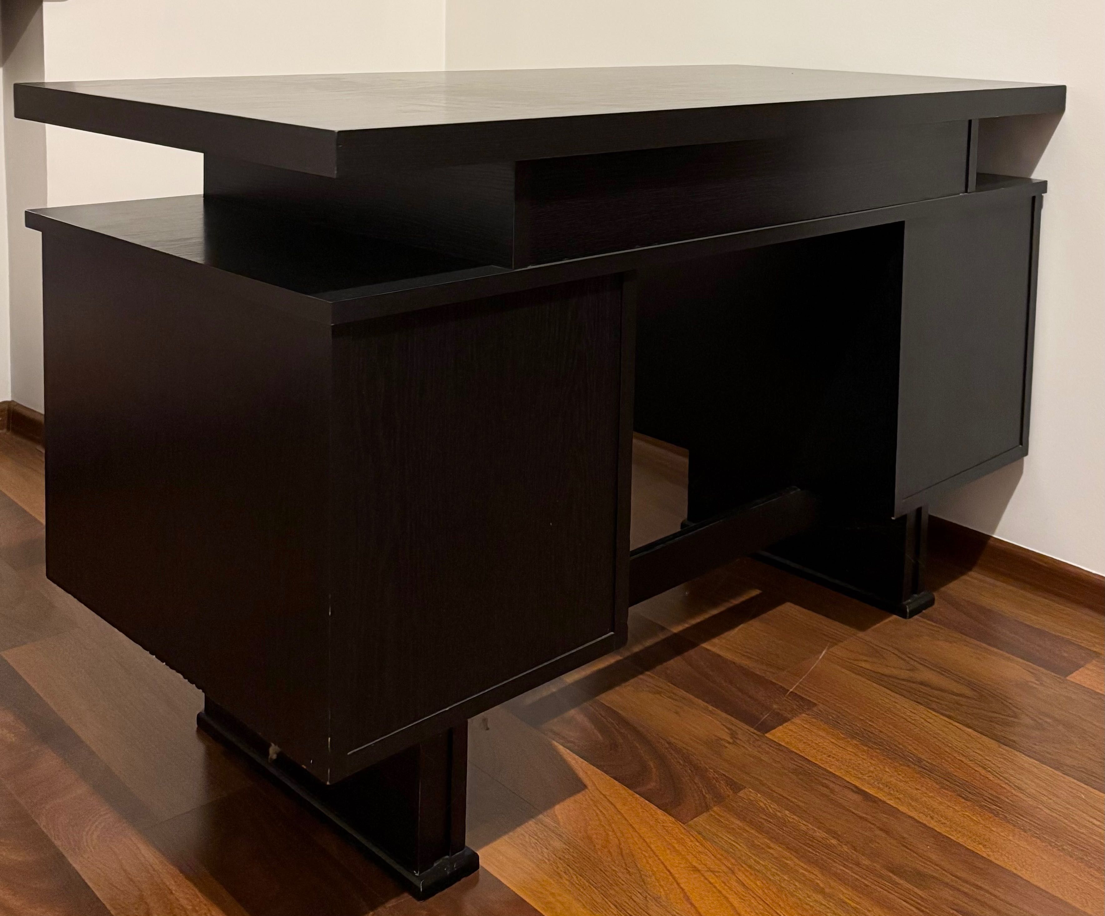 Biurko czarne 60x120 cm lite drewno