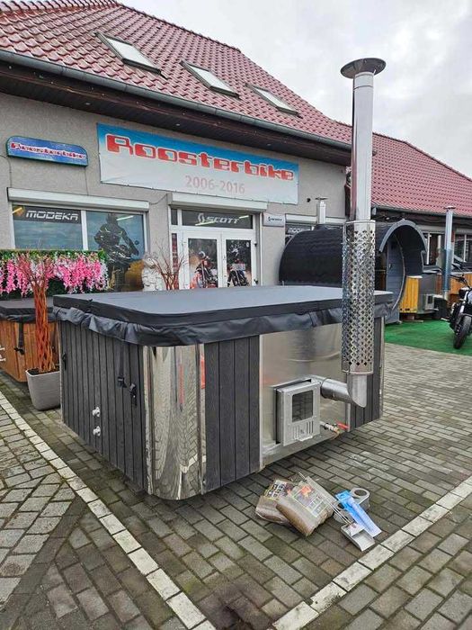 Balia bania jacuzzi ogrodowa akryl hydro aero spa opalana drewnem hot