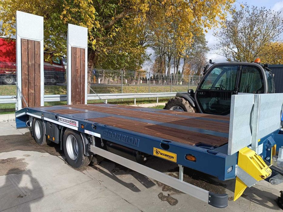 Nowa Przyczepa Scorpion Tandem , 2 osie, najazdy, regulowany zaczep !