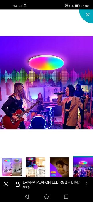 Lampa sufitowa LED RGB + biała - sterowanie smart, pilota 30 cm