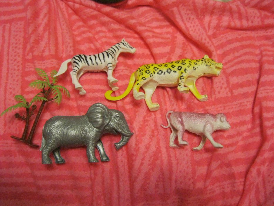 игрушки животные 5 предметов слон зебра леопард пластик китай обезьяна