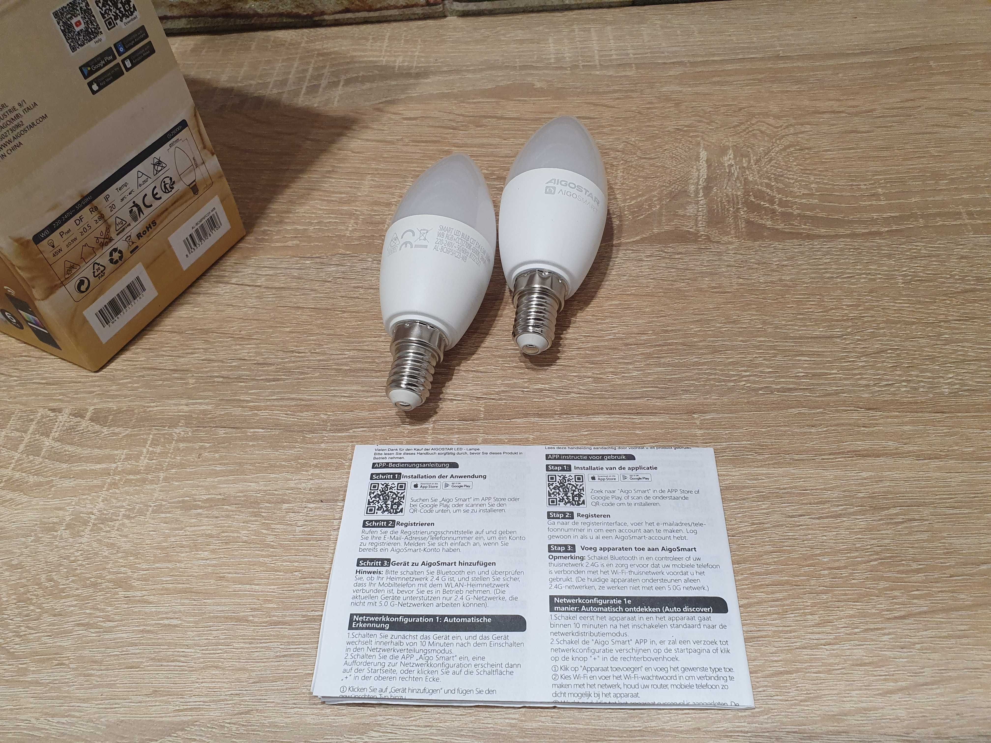 Aigostar Smart LED E14 CCT RGB WiFi 6x Inteligentna Żarówka Zestaw