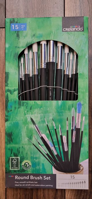 Pędzle Crelando okrągłe 15 sztuk