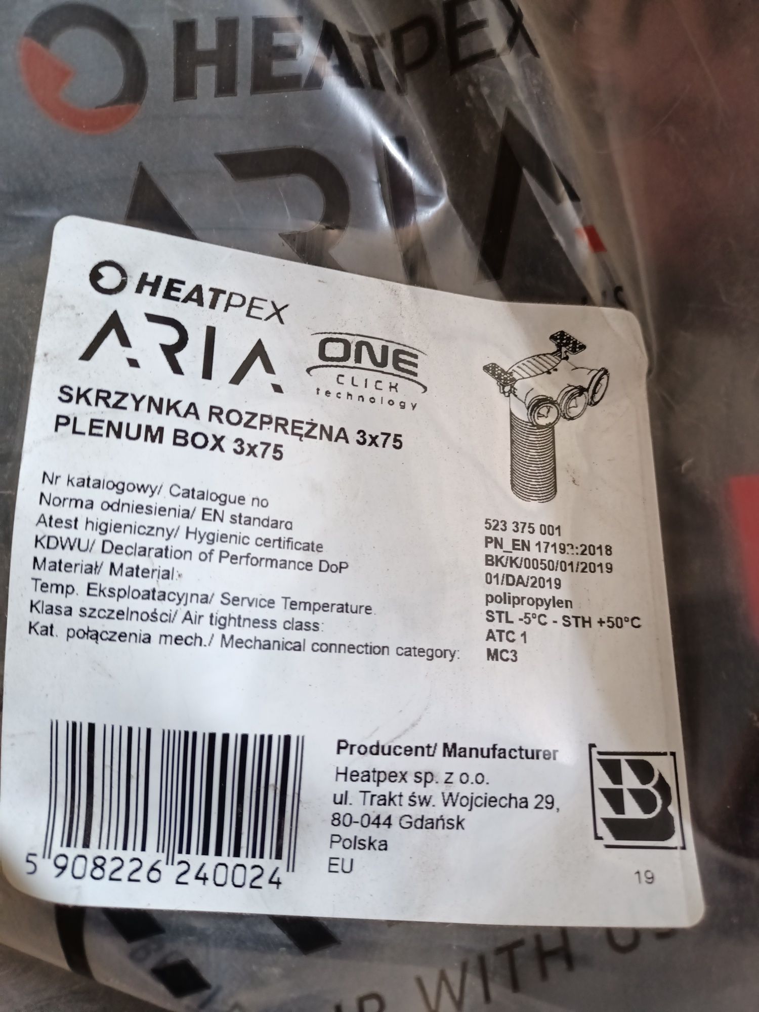 Rura fi 75 Rekuperacja rura anemostat wentylacja HEATPEX ARIA
