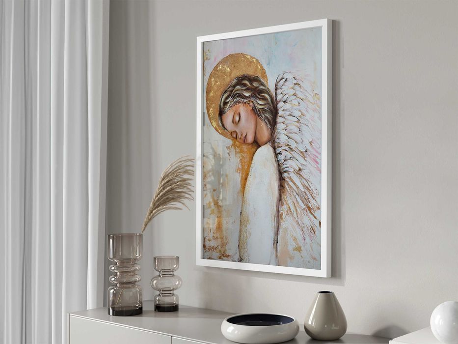 Plakat w białej ramie mdf - 70x50 cm - Anioł 2-0713