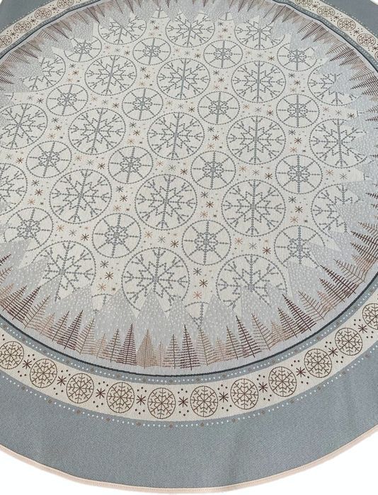 Obrus okrągły świąteczny gobelinowy choinki 140 cm 1195