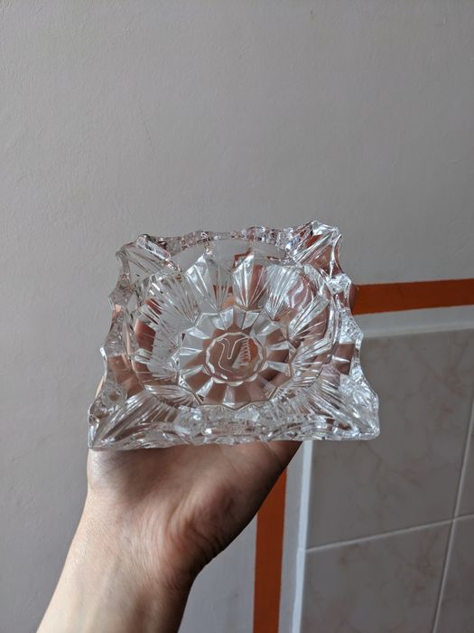 Popielnica kryształ PRL szkło popielniczka