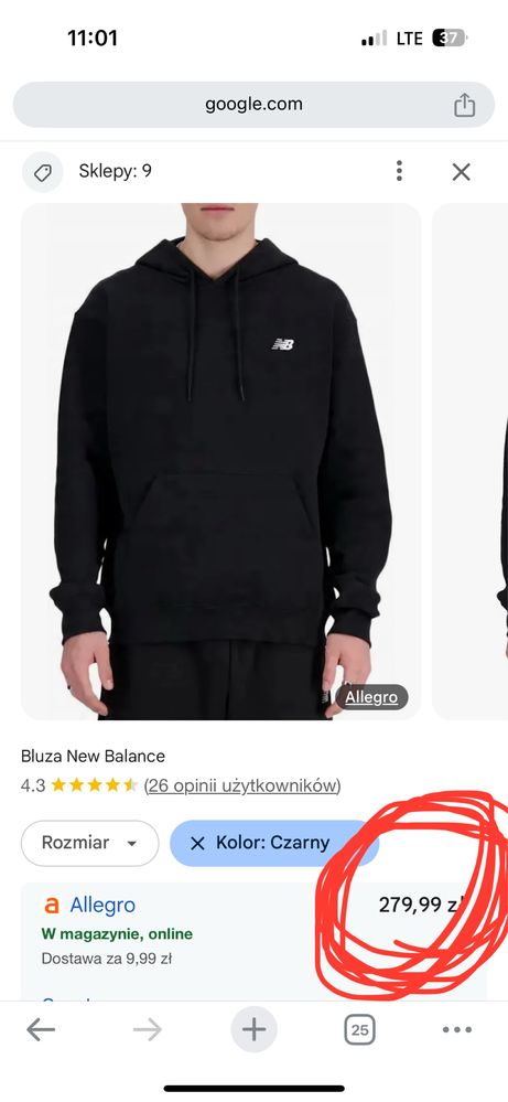 Bluza z kapturem New Balance MT41508BK Bluza męska