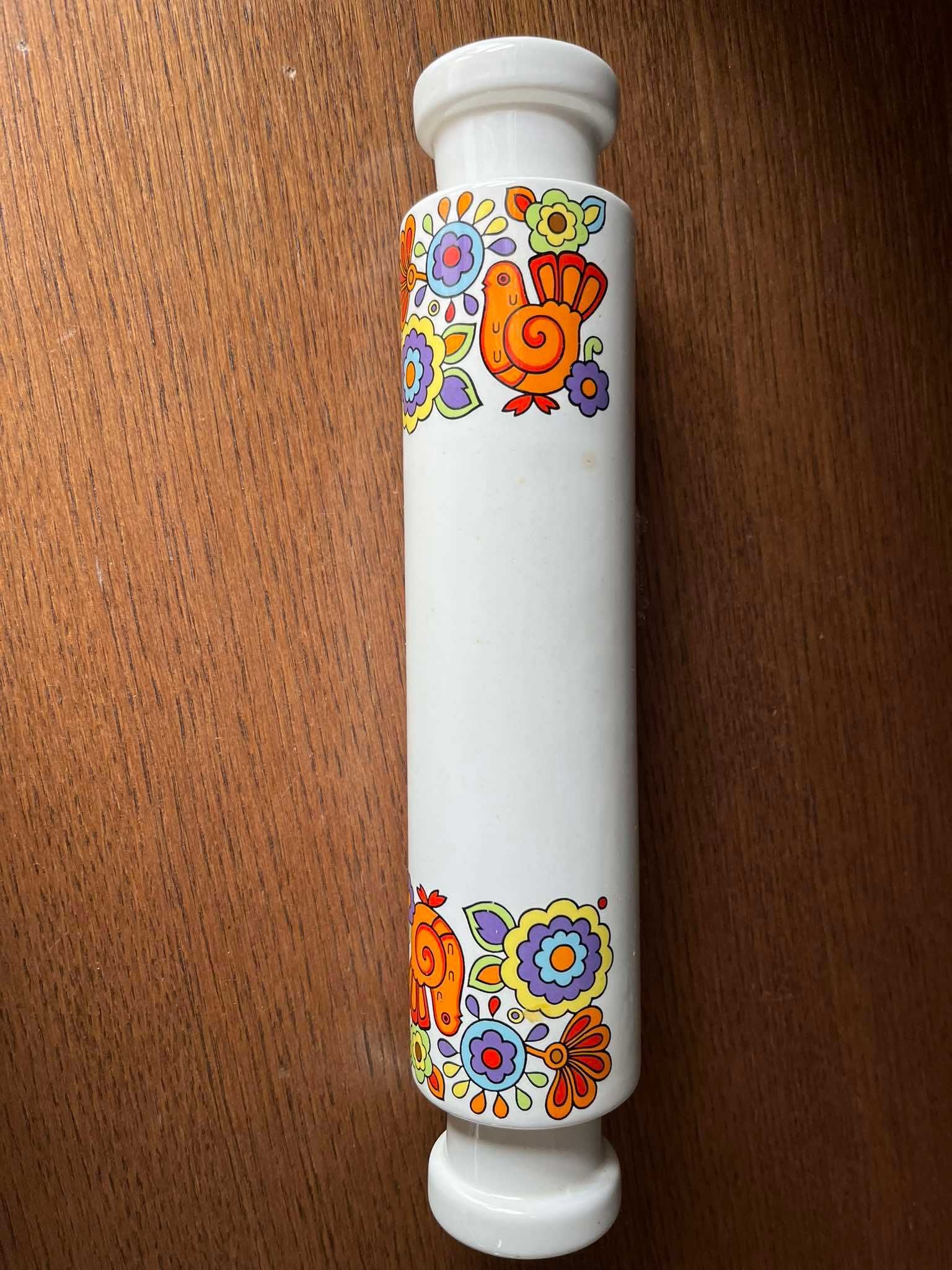Porcelanowy wałek do ciasta kura vintage