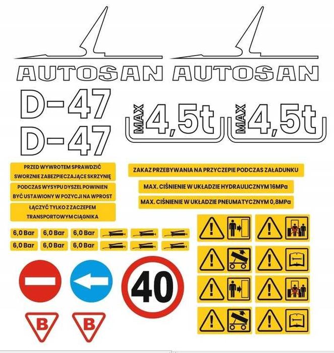 Naklejki na przyczepę AUTOSAN D-47 D35 D55 D44 D46 Sanok D50 D732 732